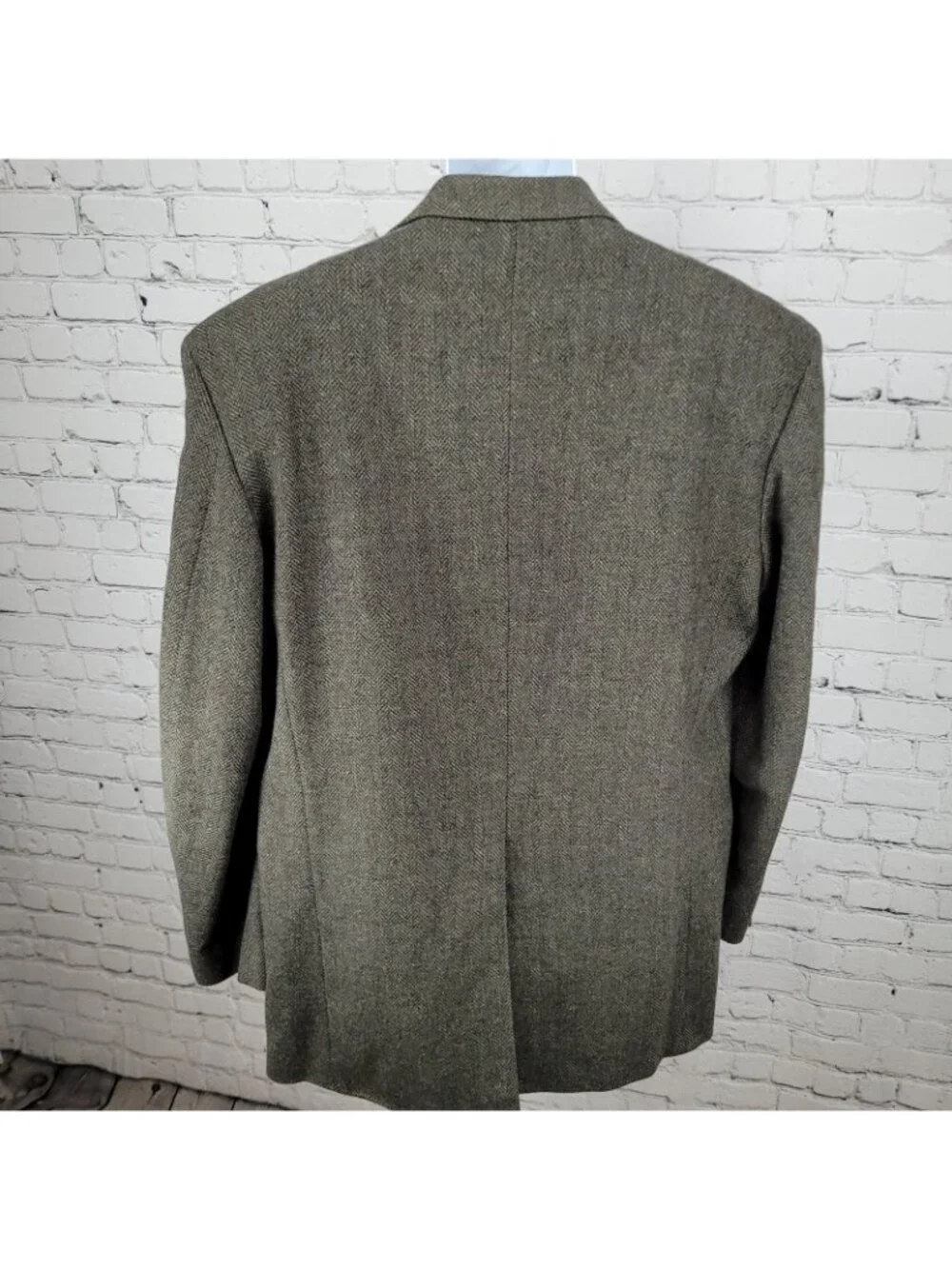 Deansgate Lambs Wool Herringbone Tweed 2 Brown Button Vented Suit Coat Size 46XL